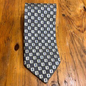 ROBERTO VILLINI Men's 100% Silk Necktie Designer Geometric Green